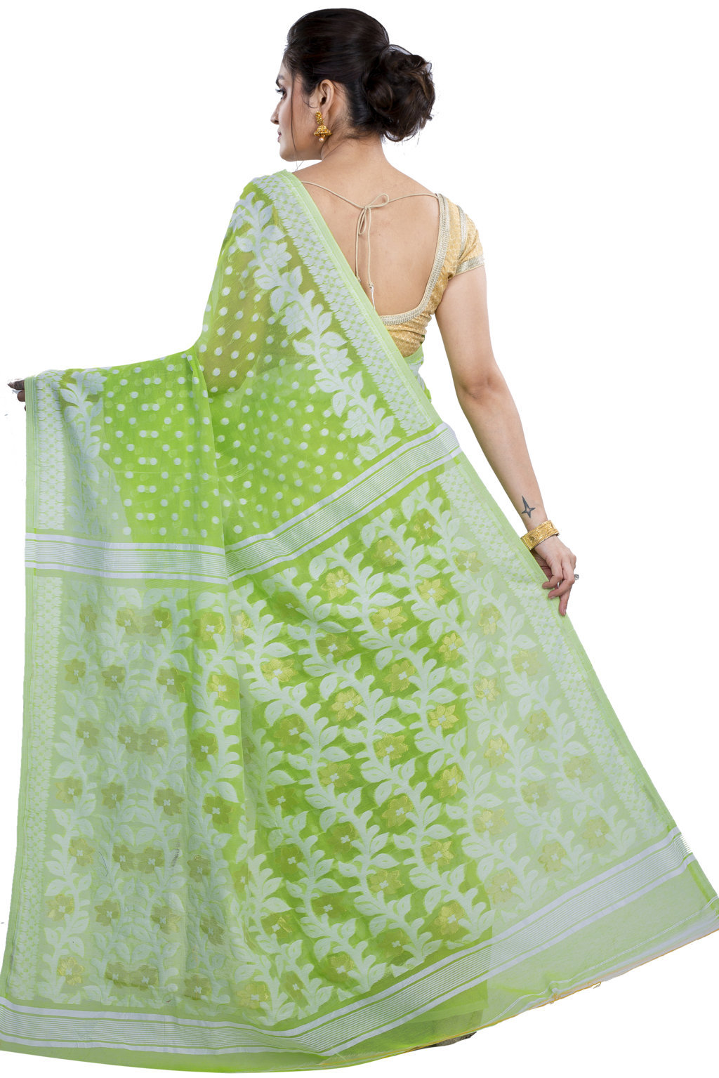 Green Pure Cotton Boll_Jamdani Jamdani Saree (813)